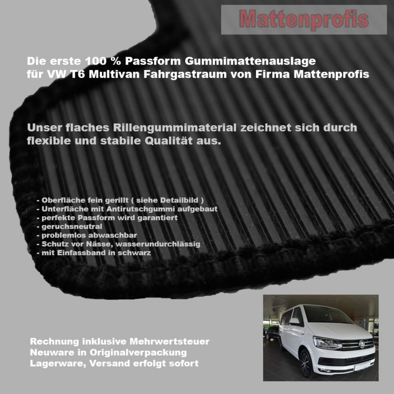 VW Transporter T6 Jg. 2015-2019 Automatten Gummimatten Fussmatten Set